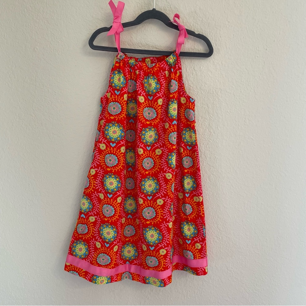 Hannah Anderson Size 130 (Girls 8) Summer Sun Dress with Ribbon Red
